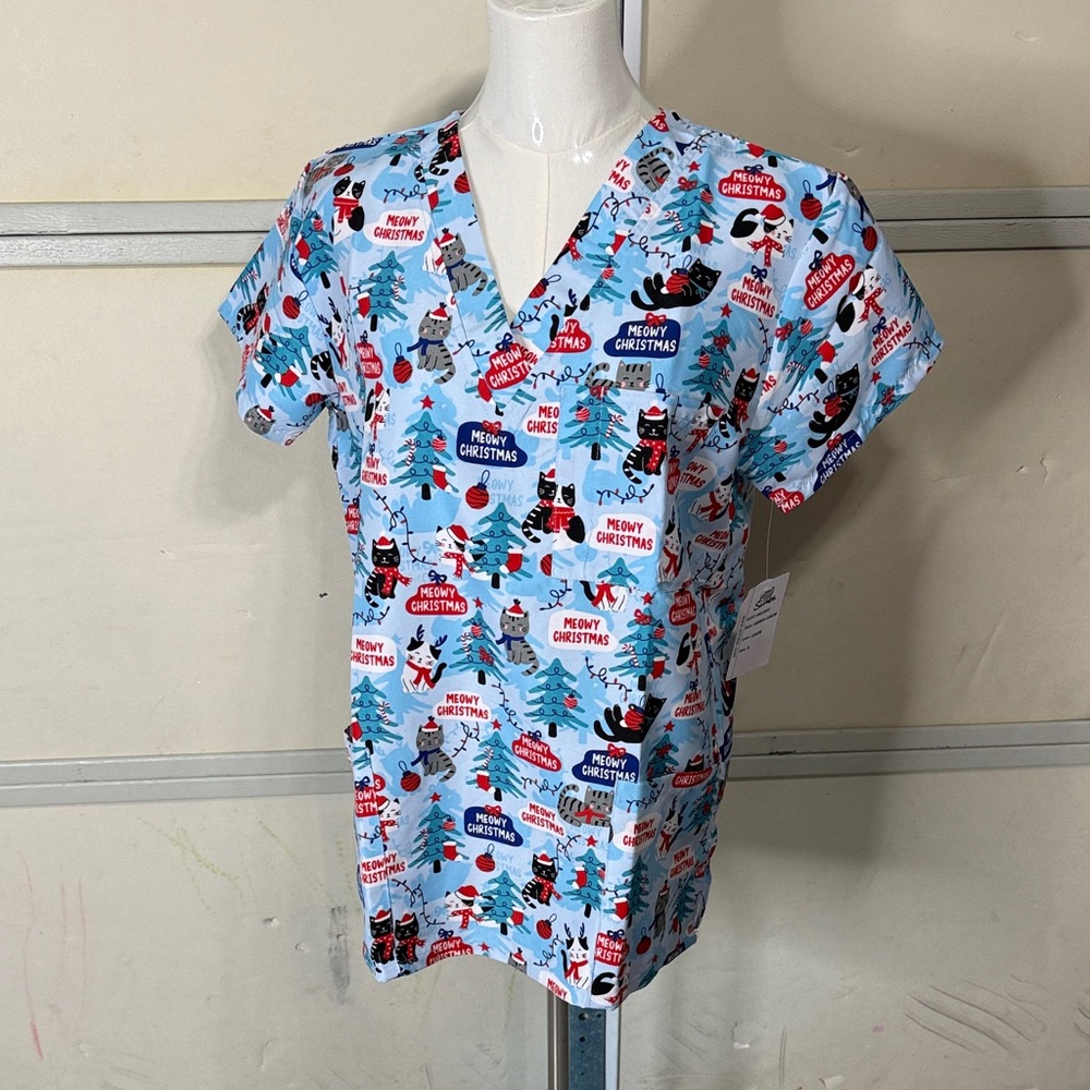 Christmas Themed Scrub Top